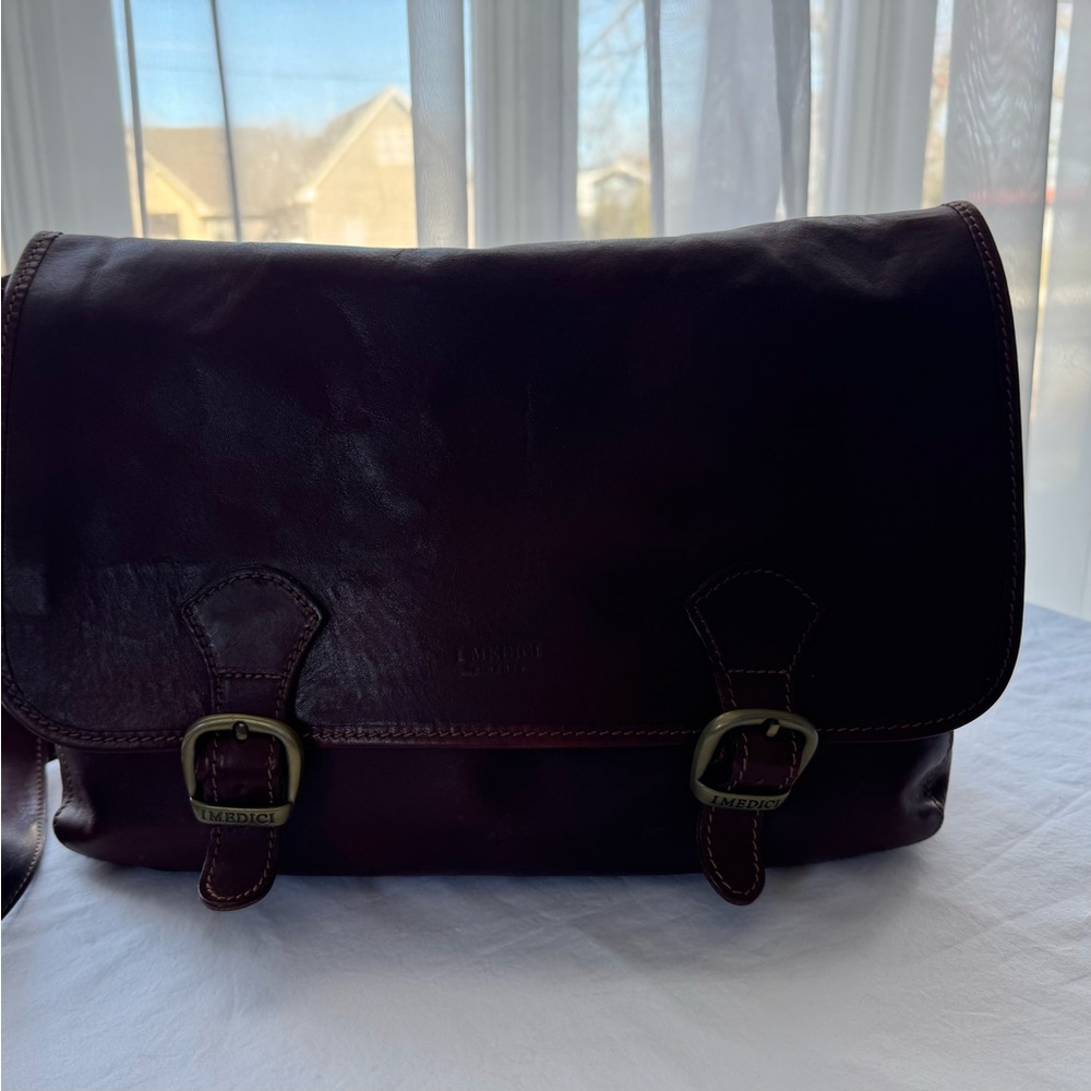 | Medici Maroon Leather Satchel